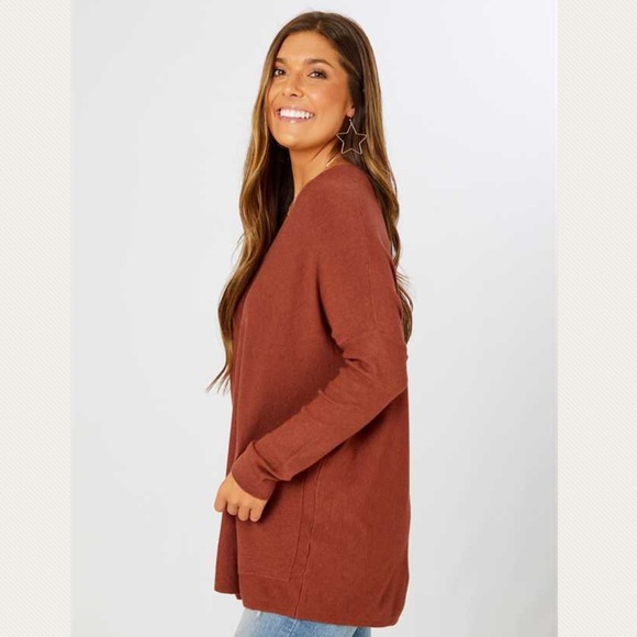 Ackley Sweater Heather Brick Rust M/L NEW - Picture 4 of 5